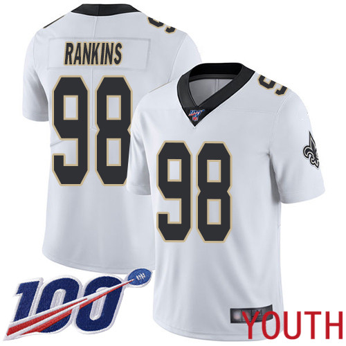 New Orleans Saints Limited White Youth Sheldon Rankins Road Jersey NFL Football #98 100th Season Vapor Untouchable Jersey->youth nfl jersey->Youth Jersey